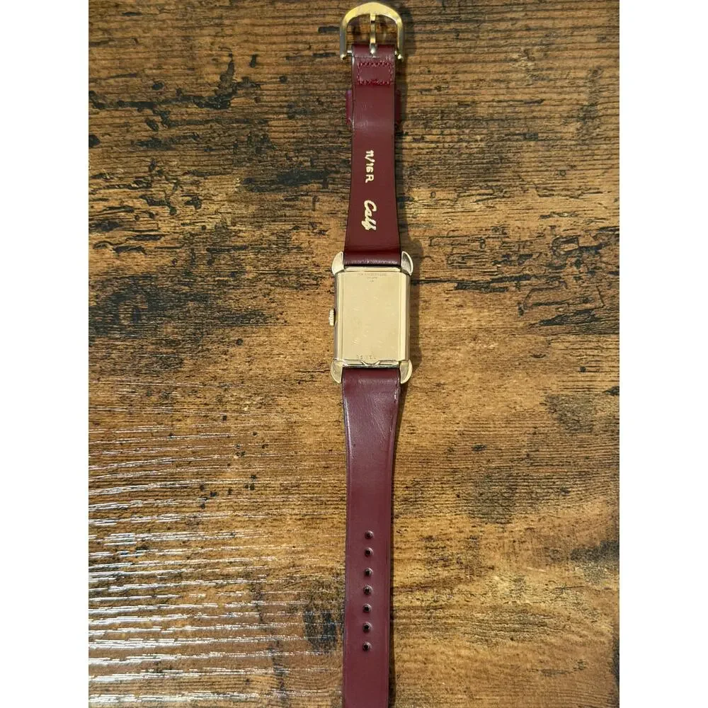 Bulova Excellency 10K Gold Filled Rectangular Manual Wind Watch Sub Seconds